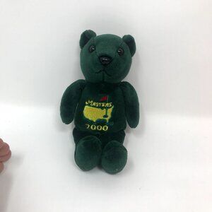2000 Masters Augusta National Golf Tournament Green Teddy Bear Beanie Baby Plush